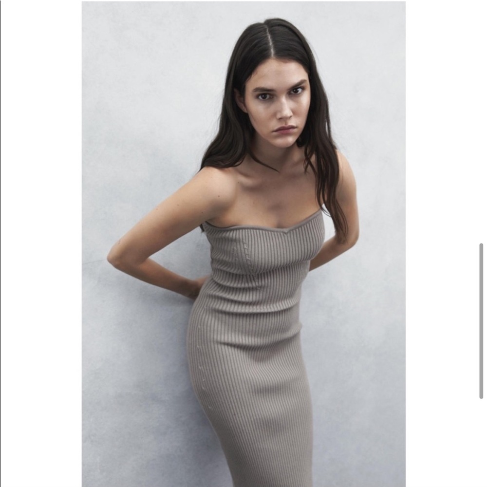 Knit Strapless Sweetheart Neck Maxi Dress NWOT